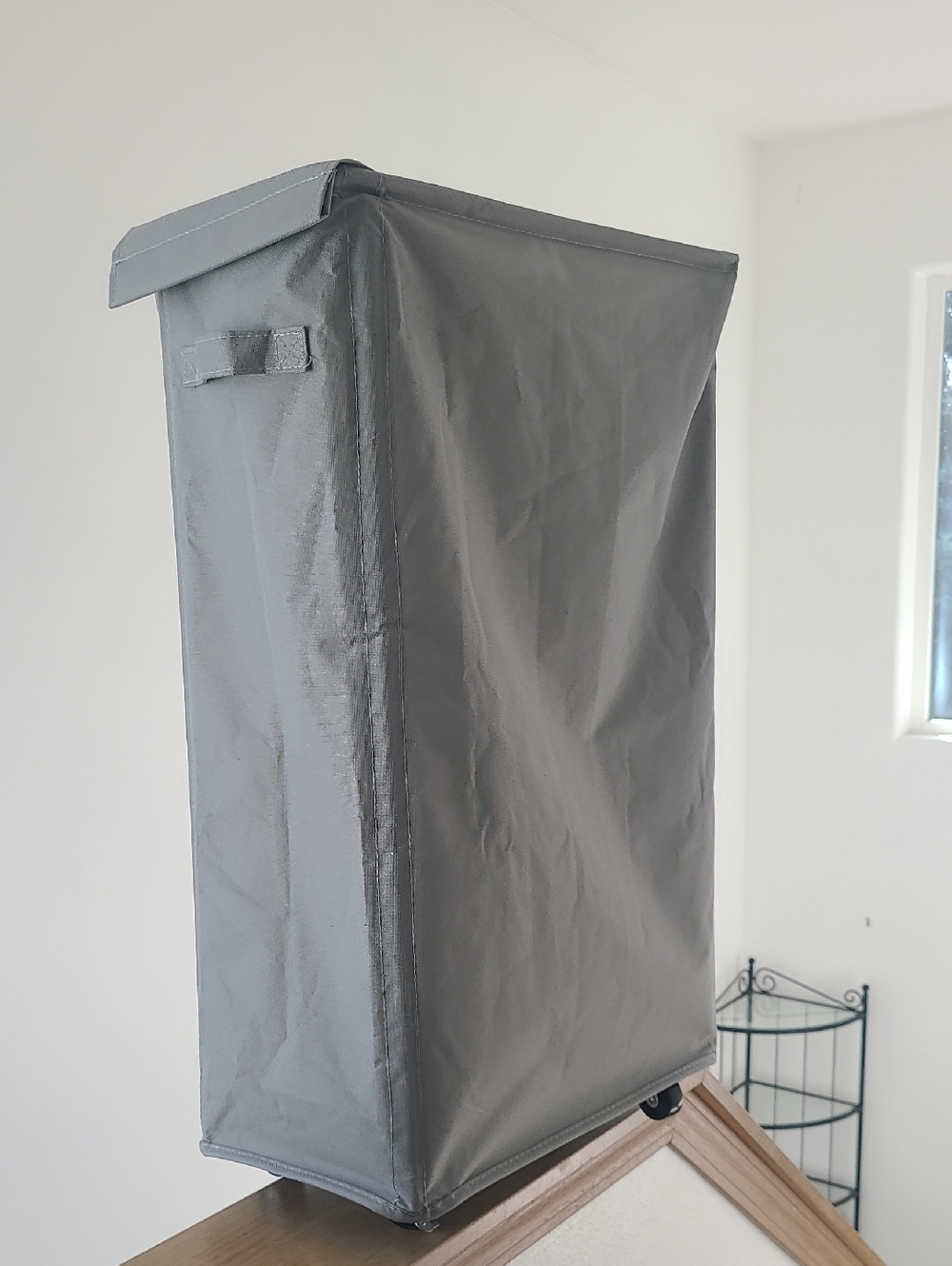 Narrow Gray Fabric Storage Bin - Home Organizer